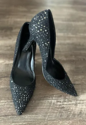 Ann Taylor Sequined Tweed Stiletto Pumps, Women’s Size 9, Black thumbnail 1