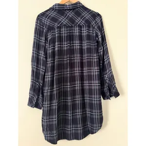 Rails Bianca Flannel Shirt Dress Women's‎ Buttondown Small Grey Black Plaid Cozy thumbnail 6