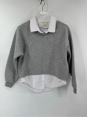 Anthropologie Maeve gray sweatshirt with white shirt is xx small thumbnail 2