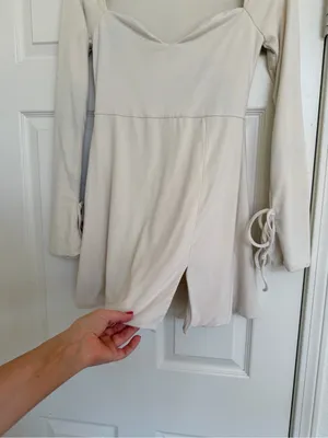 Oh Polly Amryn Ivory Off White Long Sleeve Mini Dress Sweetheart Neckline 10 thumbnail 4