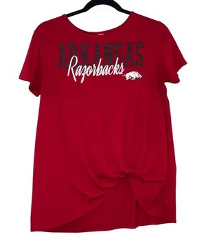 Arkansas Razorbacks Twist‎ Front Tee Sideline Apparel Sleepwear Med Red Graphic thumbnail 1