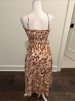 New With Tags BeCool Mocha Floral Midi Dress Sz M thumbnail 8