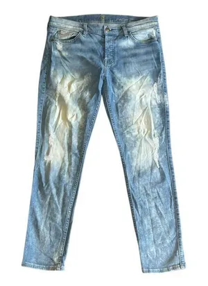 7 For All Mankind Josefina Skinny Boyfriend Distressed Acid Wash Jeans‎ Size 29 Mid Rise thumbnail 1