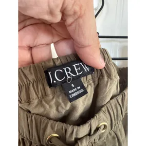 J.Crew olive green Crinkled Drawstring Midi Skirt size small thumbnail 4