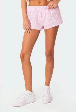 pink and white gingham short thumbnail 1