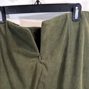 Halara Corduroy Mini Skirt‎ Olive Green Side Slit Zip Closure XL NWT Academia thumbnail 5