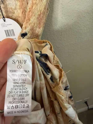 NWT Anthropologie‎ SWF Asymmetric Maxi Smock Tiered Cottagecore Dress Coastal L thumbnail 9
