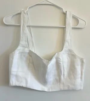Reformation Linen White Crop Top White Size 8 thumbnail 1