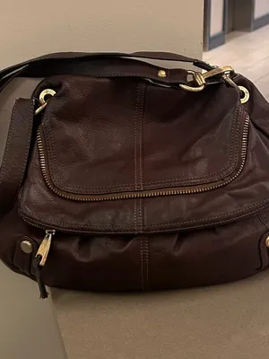 Bag Brown Leather Bag with Gold Hardware-leather! thumbnail 8