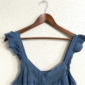 American Eagle Womens Shirt Top Blue Tiered Ruffle Button Front Size XL thumbnail 3