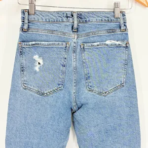 AGOLDE Nico High Rise Straight Leg Jeans Light‎ Wash Distressed Raw Hem Size 25 thumbnail 12