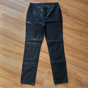 Lafayette 148 Black Shimmer Snakeskin Slim Leg Jeans Size 10 thumbnail 3