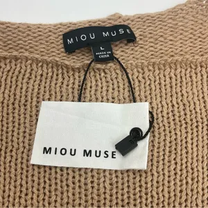 Miou Muse Tan Sweater Cotton Blend Womens Size Large Oversized Loose Fall‎ NEW thumbnail 2