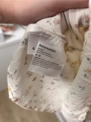 Reformation hooman long sleeve Cream Mini Dress with Dainty Floral Print size 6 thumbnail 6