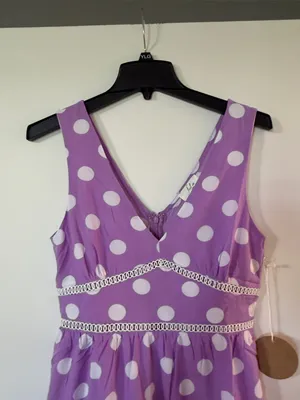 Lavender Polka Dot Tiered Sleeveless Sundress thumbnail 4