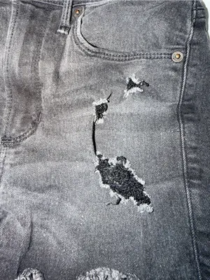 Abercrombie & Fitch Black Distressed Denim Cutoff Shorts thumbnail 4