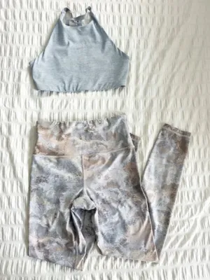 Workout Outfit Set Athleta Elation Leggings Strappy Back XS Small thumbnail 1