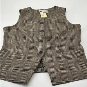 JohnPaulRichard Brown Plaid Blouse Size M thumbnail 1