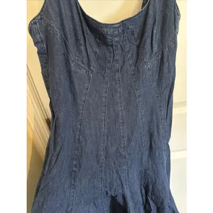 Vtg Ralph Lauren Jeans Company Midi Dress Sz 16 Blue Denim Trumpet Gored Western thumbnail 2