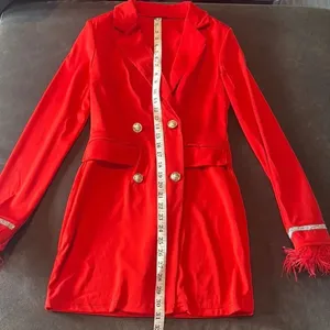 Women’s Red Double-Breasted Long Sleeve Jacket Dress **Size M Runs SMALL NWOT thumbnail 7