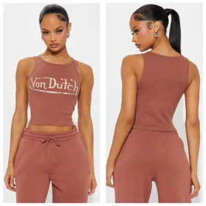 Von Dutch Vintage Tank Top Size Large Brown Maeve Ribbed Y2K thumbnail 2
