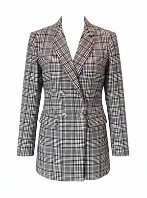 Select Plaid Blazer Women's Size UK 10 / EUR 38 Y2K Black White Peach Jacket thumbnail 1