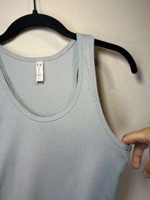 Under Armour Victory Tank Top Light Gray HeatGear Racerback Workout Gym Sz Small thumbnail 4