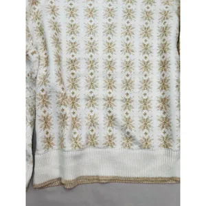 Workshop Republic Clothing Womens Sweater Size M Fair Isle Cream Gold Cozy thumbnail 8