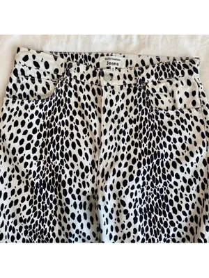 Reformation Cynthia Cheetah High Rise Straight Long Jeans | Size 30 thumbnail 3