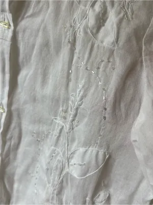 Vintage White Embroidered and Beaded Button-Down Shirt thumbnail 3