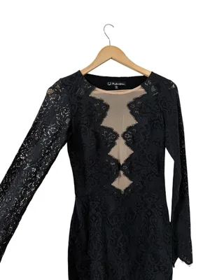 FOR LOVE & LEMONS Noir Mesh Lace Long Sleeve Mini Dress thumbnail 5