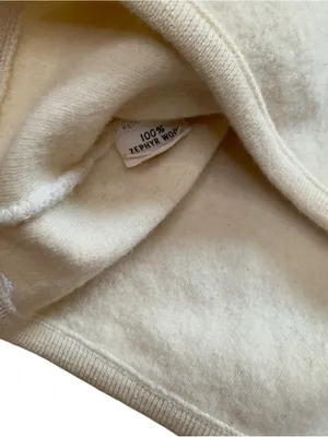 Etonic Vintage San Francisco 49ers Zephyr Wool V-Neck Sweater Cream L *HOLE* thumbnail 9
