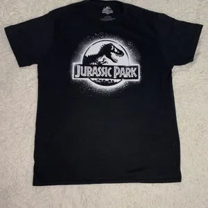 Jurassic Park Dinosaur Black White Graphic T-shirt thumbnail 1