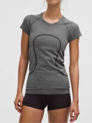 Lululemon Swiftly 2.0 Short Sleeve Top Hip Length Sparkle Silver Metallic Lurex thumbnail 1