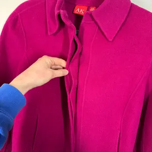 90’s Y2K Anne Klein Fuchsia Magenta Pink Wool Blazer Jacket Boiled Wool medium‎ thumbnail 8