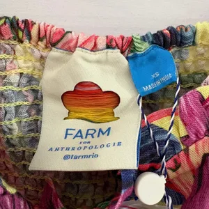 Farm Rio for Anthropologie Tropical Floral Smocked Linen Midi Dress XS thumbnail 10