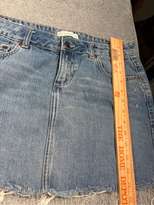 Aeropostale y2k vintage Denim Frayed Hem Mini Skirt blue jean 5/6 thumbnail 6