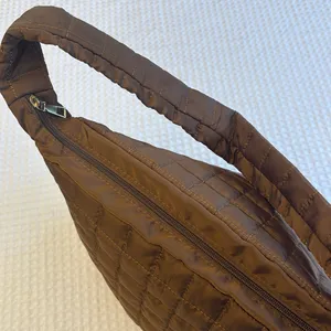 NEW! Brown Quilted Tote Bag Lightweight Nylon Oversized Active Boho Streetwear thumbnail 7