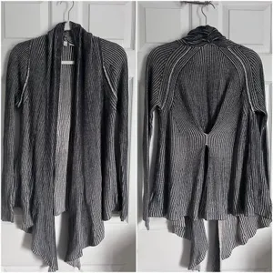 Anthropologie MOTH grey ribbed waterfall cardigan small sweater cotton thumbnail 2