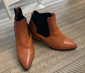 Bamboo Brown Leather Booties thumbnail 1