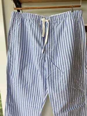 GAP Blue Striped Cotton Elastic Waist Drawstring Pajama Pants Sz Medium thumbnail 1