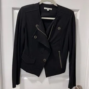 Cabi Black Asymmetrical Moto Jacket S Structured Zip Front‎ Ponte Stretch Career thumbnail 6