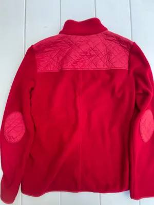 Talbots Red Solid Polar Fleece Zip Up Jacket, Fall Red, Size M thumbnail 3