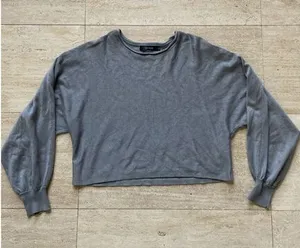 TECREW Mid Drift Cropped Pullover Knit Sweatshirt Gray Size L‎ Batwing thumbnail 1