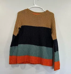 Anthropologie Sparrow Womens Colorblock Striped Chunky Knit Olaf Sweater Medium thumbnail 1