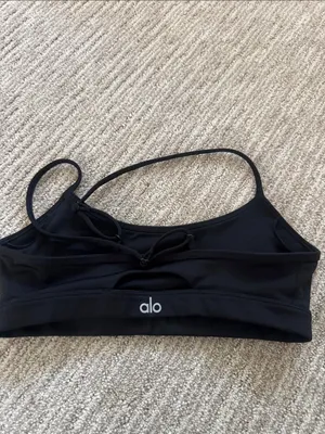 ALO Yoga Black Strappy Low-Impact Sports Bra thumbnail 2