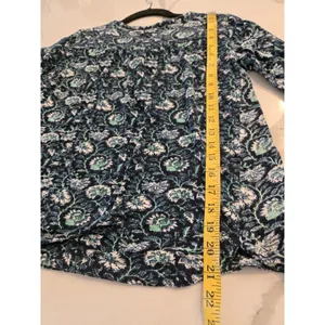 ​Lucky Brand Small Floral Paisley Henley 3/4 Sleeve Women Blue Cotton Knit Top thumbnail 8