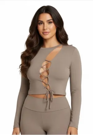 NEW SKIMS Size 2X Chrome Gray Cropped long Slevr thumbnail 1
