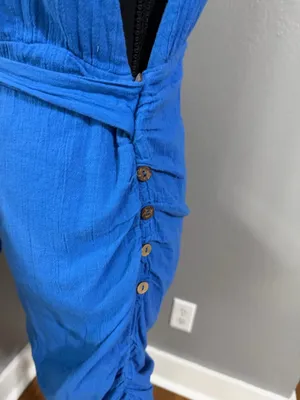Free People One Strap Blue Mini Dress Tie Waist size Small. thumbnail 5