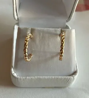 3/$20 Gold Plated Twisted Braided Thin Circular Hoop Earrings 1” Stud thumbnail 1
